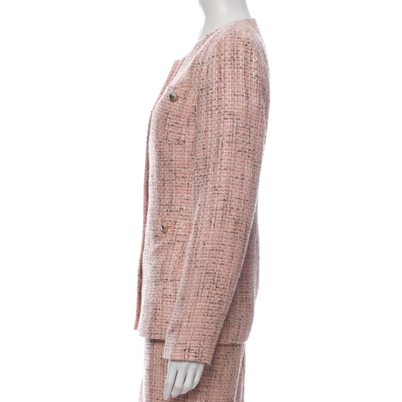 KARL LAGERFELD pink tweed suit jacket - Picture 2 of 3
